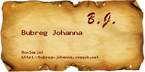 Bubreg Johanna névjegykártya