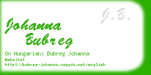 johanna bubreg business card